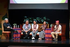 From left: Elvert Bañares (facilitator), NCCA commissioner Carlo Ebeo, filmmaker Zig Dulay, Tboli cultural master Maria Todi, Davao City visual artist Kublai Millan (Photo by Kiko Cabuena)