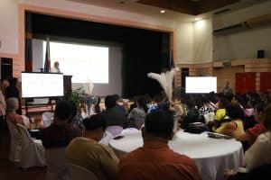 Audiences listen to the program at the PNU AV Theater. (Photo by Orly Daquipil)